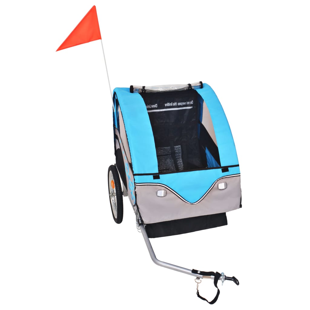 Vidaxl fietstrailer 30 kg grijs en blauw