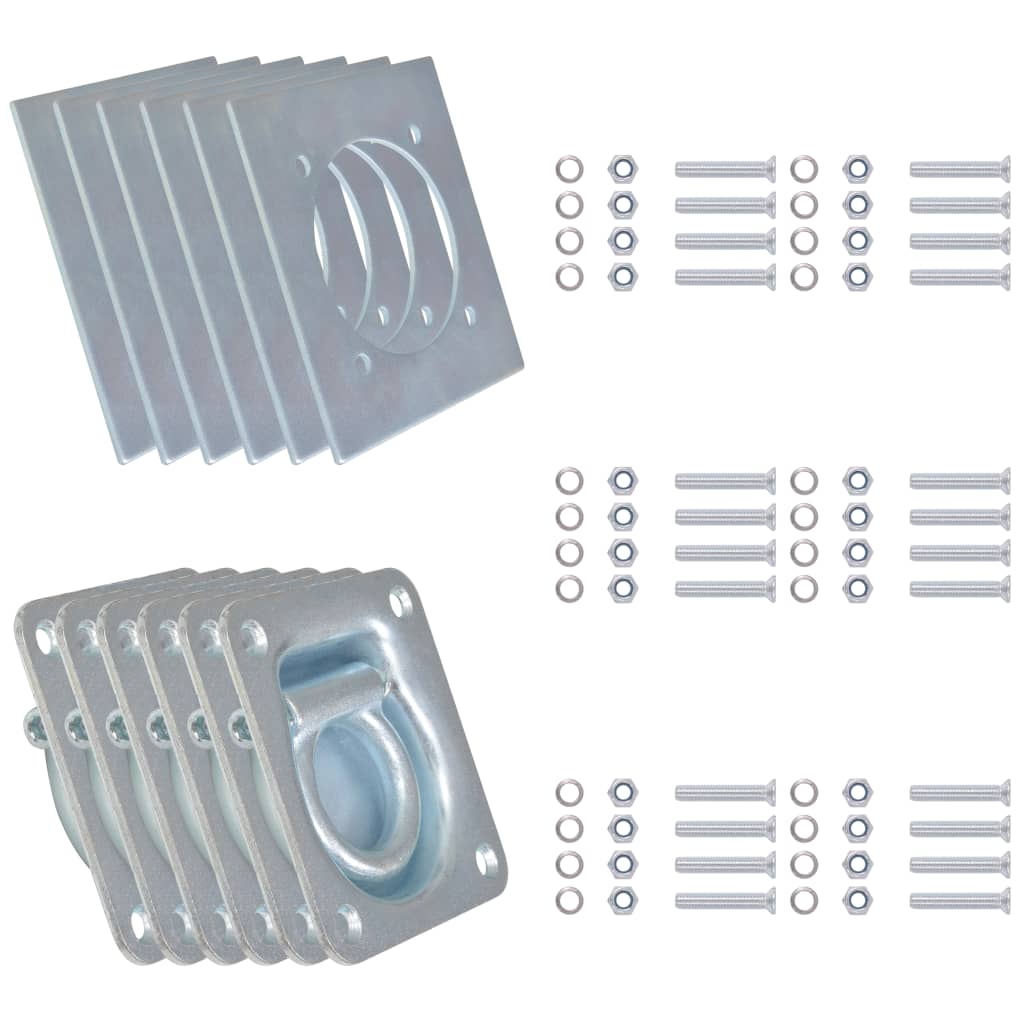 Anneaux de montage Vidaxl pour la remorque 2000 kg en acier galvanisé 6 pcs