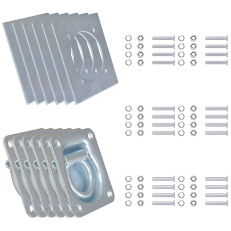 Anneaux de montage Vidaxl pour la remorque 2000 kg en acier galvanisé 6 pcs