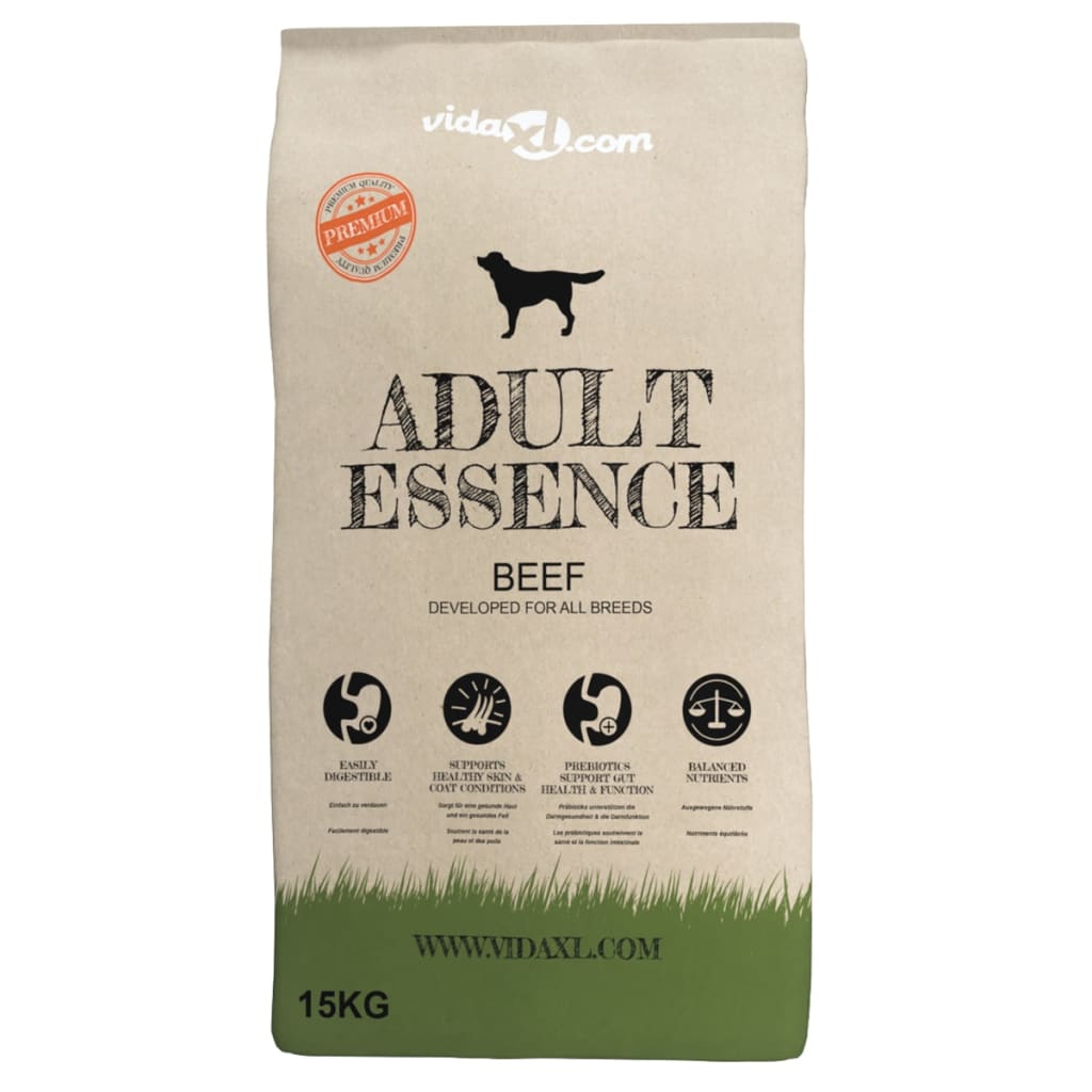 Vidaxl Premium Hundefutter trockener Erwachsener Essence Rindfleisch 15 kg