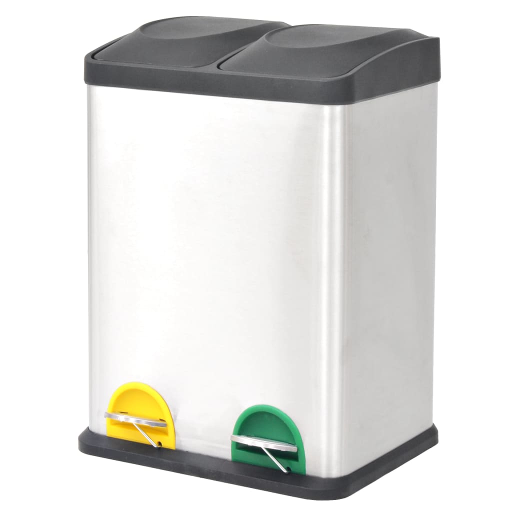 VidaXl pedal bin for recycling 36 lust -free steel