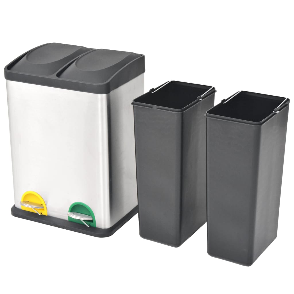 VidaXl pedal bin for recycling 36 lust -free steel