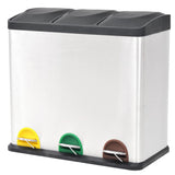 Vidaxl Pendal Bin pour recycler 54 L en acier inoxydable