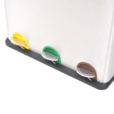 Vidaxl Pendal Bin pour recycler 54 L en acier inoxydable