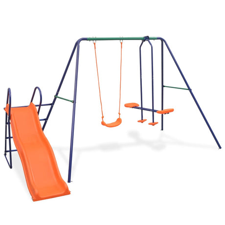 Balançoire Vidaxx avec toboggan et 3 sièges orange