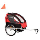 Vidaxl bicycle trailer and pram 2-in-1 black and red