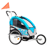 Vidaxl bicycle trailer and pram 2-in-1 blue and gray