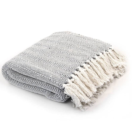 Vidaxl Plaid Herringbone 220x250 cm Coton Gray