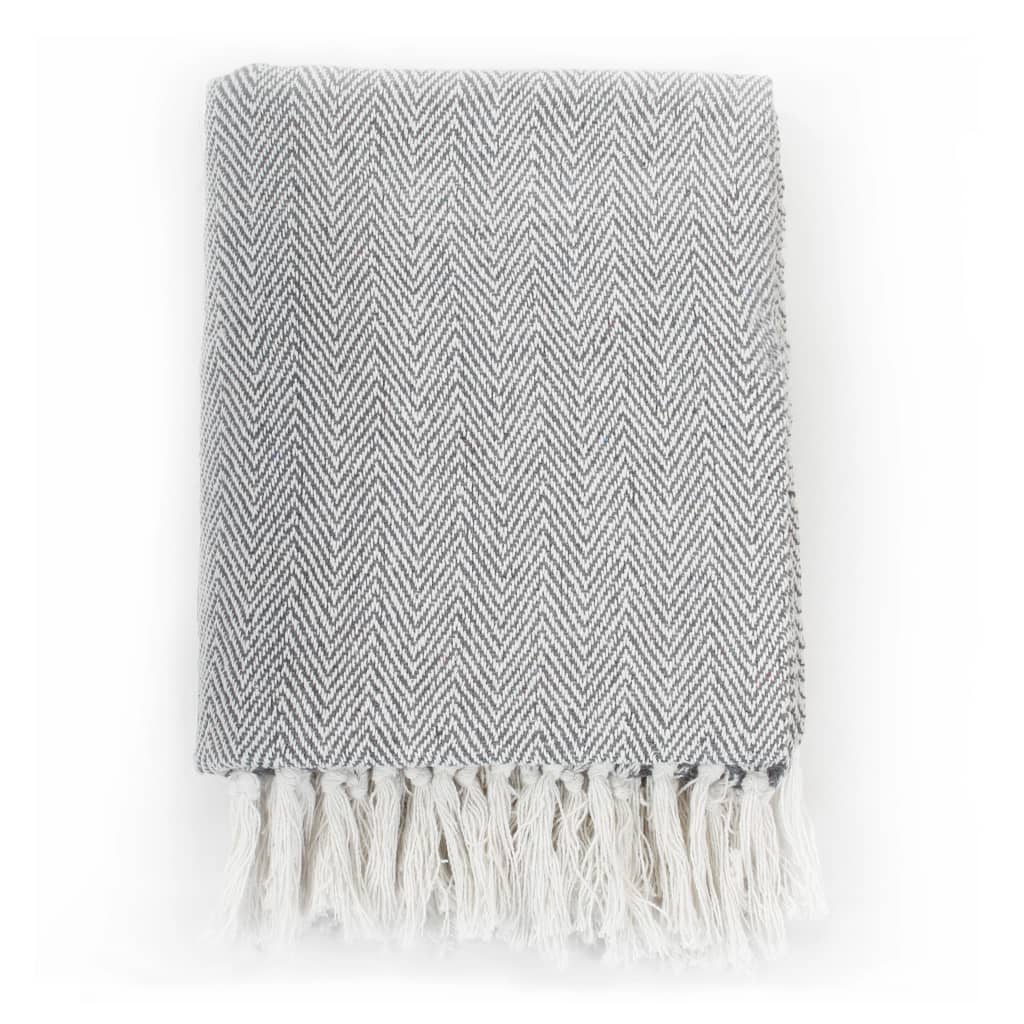 Vidaxl Plaid Herringbone 220x250 cm Coton Gray