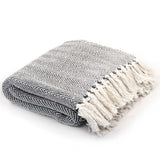 Vidaxl Plaid Herringbone 125x150 cm Coton Navy Bleu