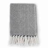 Vidaxl Plaid Herringbone 125x150 cm Coton Navy Bleu