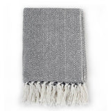 Vidaxl Plaid Herringbone 160x210 cm Coton Navy Bleu