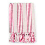 Vidaxl Plaid Stripes 220x250 cm Coton rose et blanc