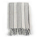 Vidaxl Plaid Stripes 125x150 cm Coton gris et blanc