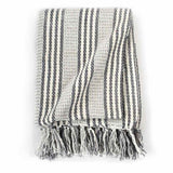 Vidaxl Plaid Stripes 125x150 cm Coton gris et blanc