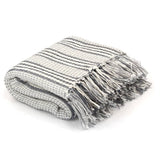 Vidaxl Plaid Stripes 220x250 cm Coton Gris et blanc