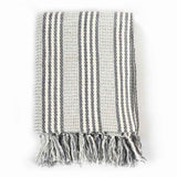 Vidaxl Plaid Stripes 220x250 cm Coton Gris et blanc
