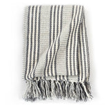 Vidaxl Plaid Stripes 220x250 cm Coton Gris et blanc