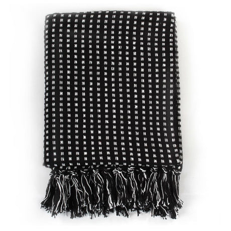 Vidaxl Plaid Squares 160x210 cm Coton noir