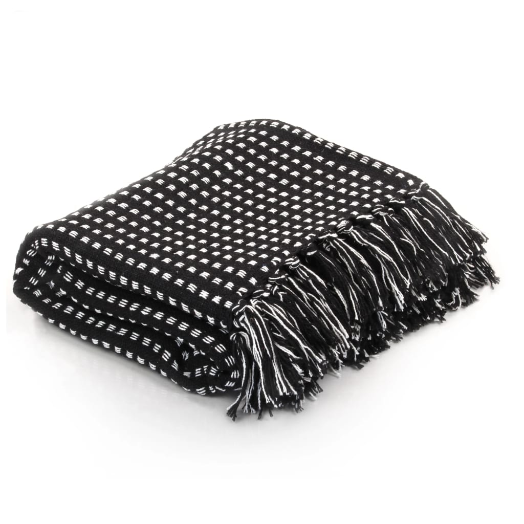 Carrés à plaid vidaxl 220x250 cm coton noir