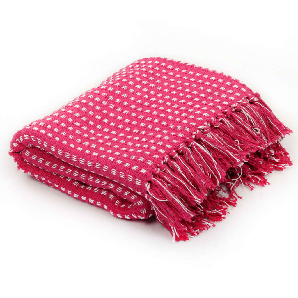 Vidaxl Plaid Squares 125x150 cm de coton rose