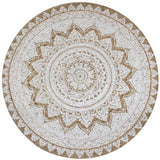 Tapis vidaxl avec imprimé autour de 120 cm de jute tressée