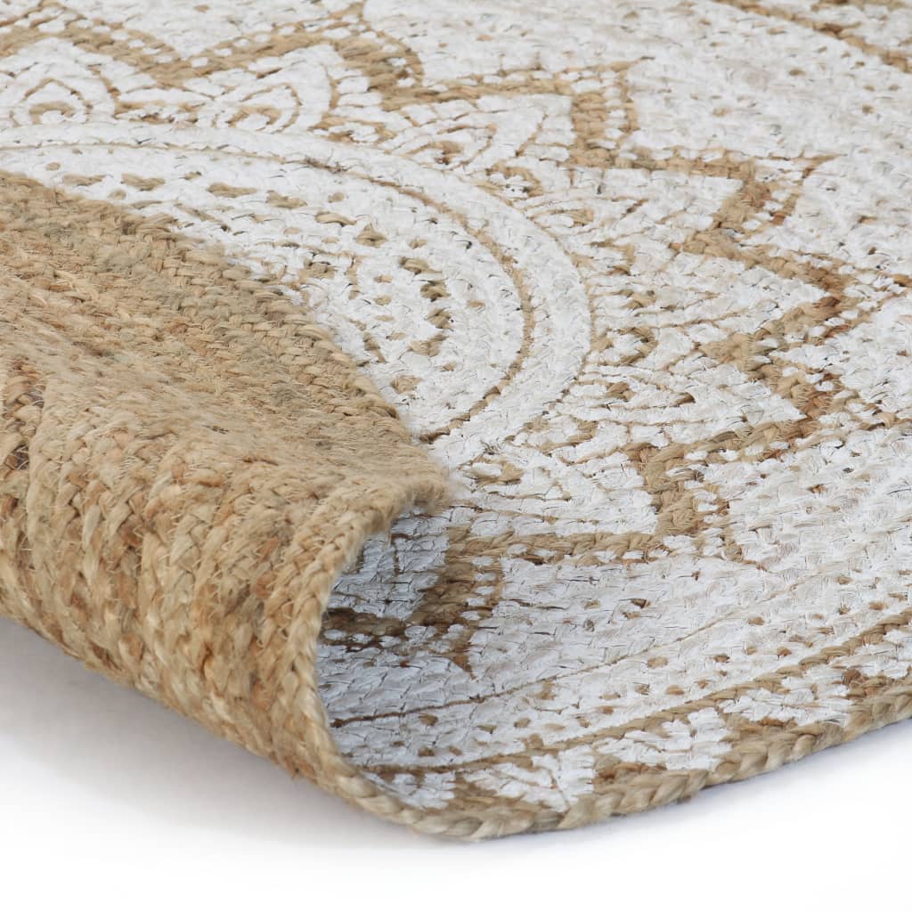 Tapis vidaxl avec imprimé autour de 120 cm de jute tressée