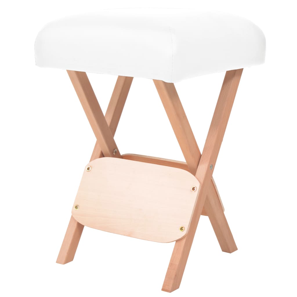 Tabouret de massage Vidaxl avec siège de 12 cm d'épaisseur et 2 étuis pliants blancs