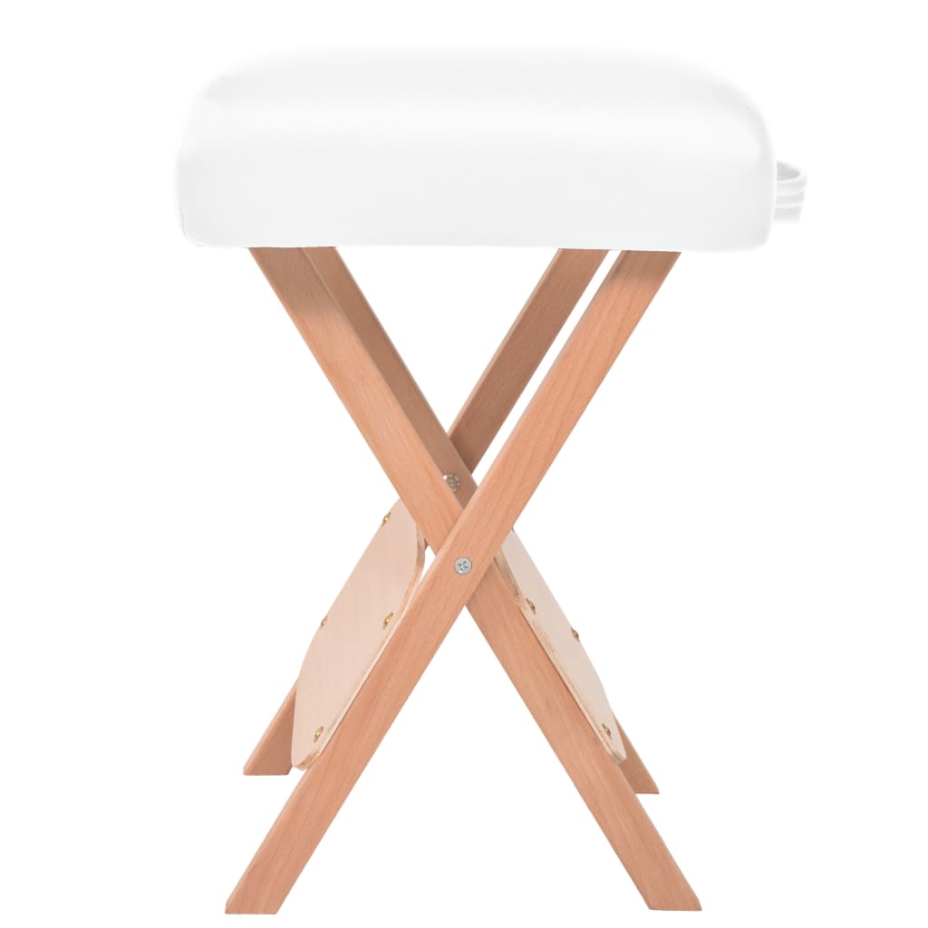 Tabouret de massage Vidaxl avec siège de 12 cm d'épaisseur et 2 étuis pliants blancs