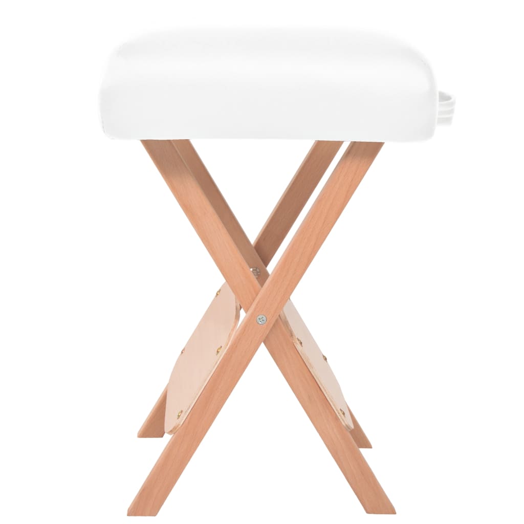 Tabouret de massage vidaxl avec siège de 12 cm d'épaisseur blanc pliant