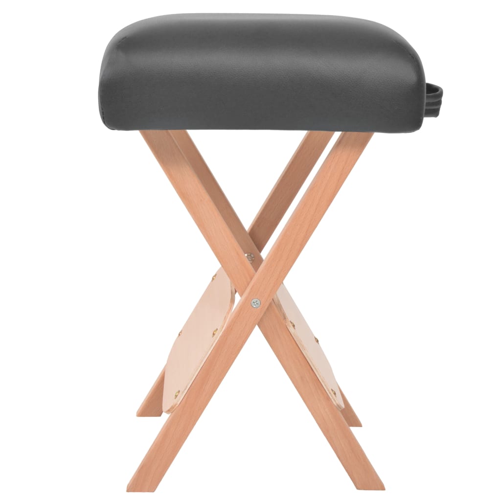 Tabouret de massage vidaxl avec siège de 12 cm d'épaisseur pliant noir