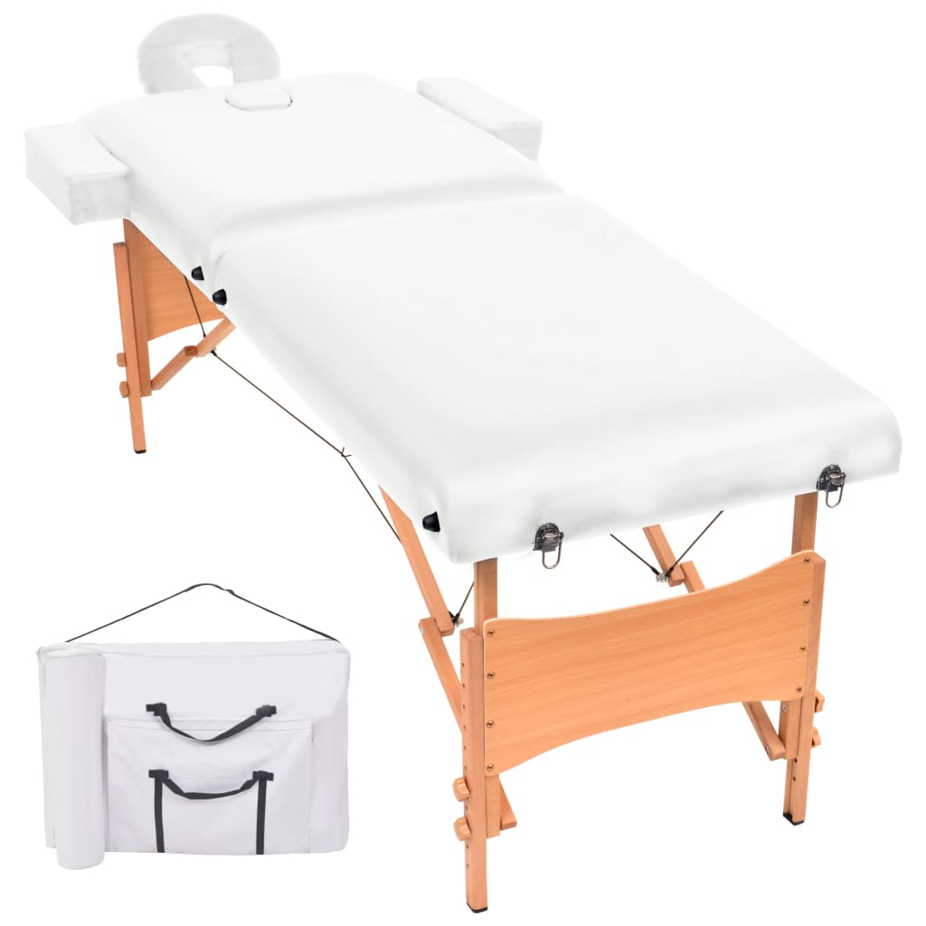 Tableau de massage Vidaxl 10 cm d'épaisseur 2 zones pliantes blanc