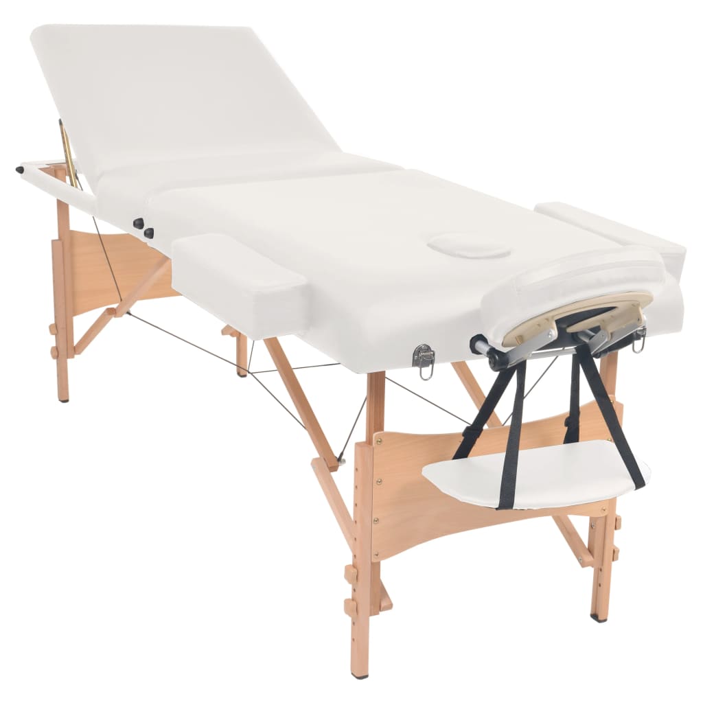 Vidaxl Massagebord sammenfoldelig 3 zoner 10 cm tyk hvid