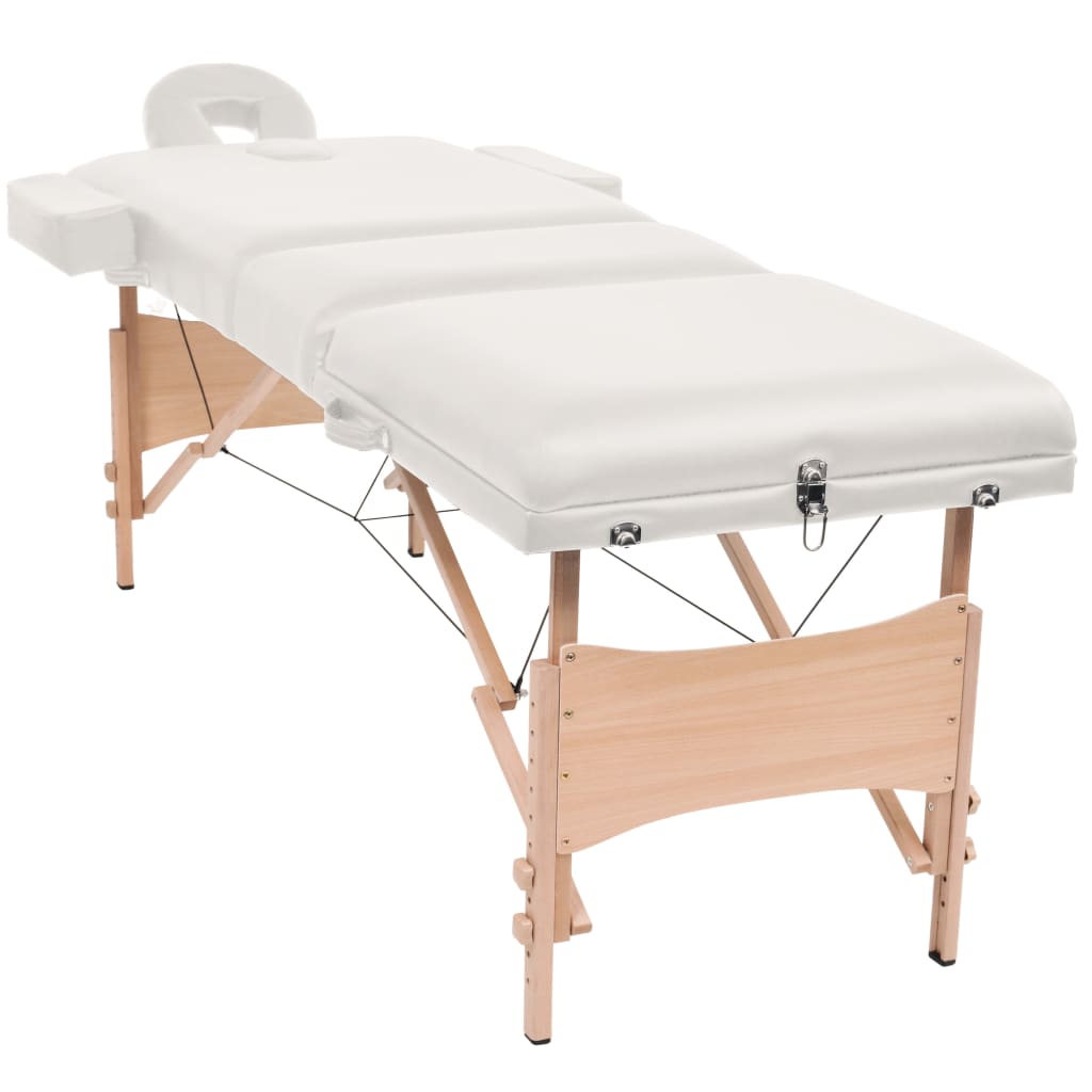 Vidaxl Massagebord sammenfoldelig 3 zoner 10 cm tyk hvid