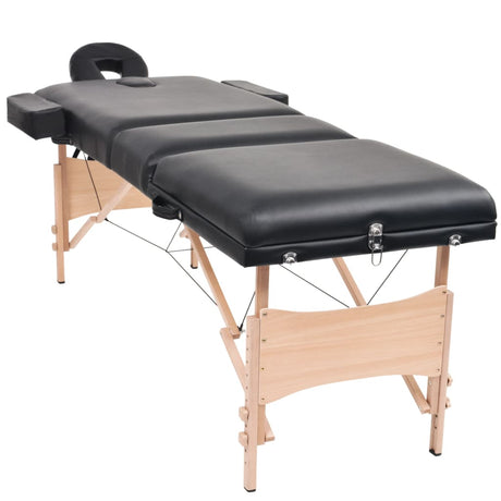Table de massage vidaxl pliable 3 zones 10 cm d'épaisseur noire
