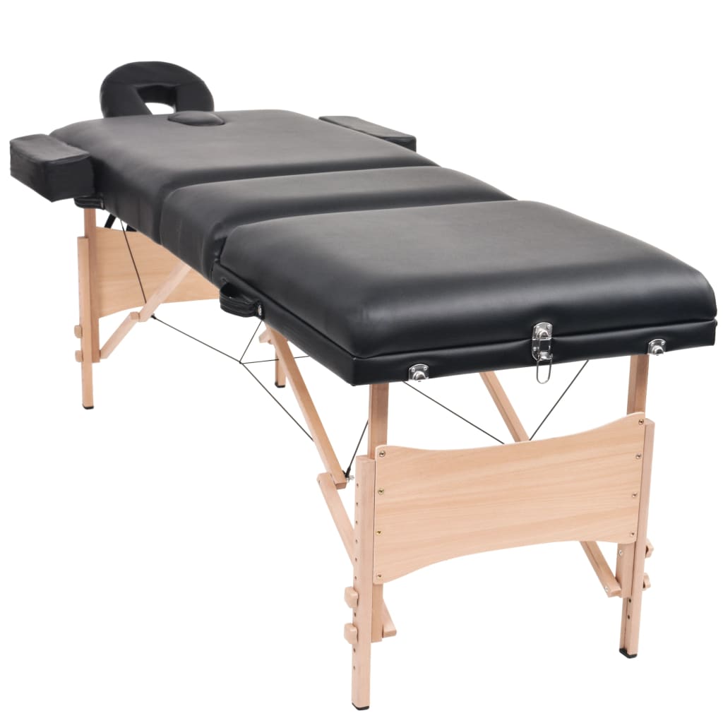 Vidaxl massagetafel inklapbaar 3 zones 10 cm dik zwart