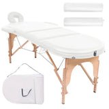 Table de massage Vidaxl pliable de 4 cm d'épaisseur avec 2 boucles blanc ovale