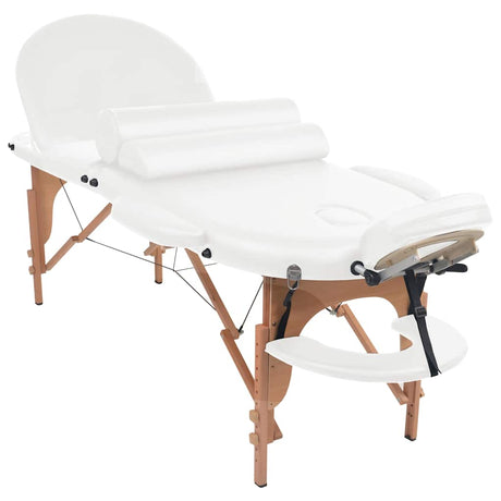 Table de massage Vidaxl pliable de 4 cm d'épaisseur avec 2 boucles blanc ovale