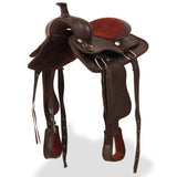 Vidaxl Western Saddle, Bridle and Bright Blast 12 Real Leather Brown