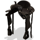 Vidaxl Western Saddle, Bridle and Bright Blast 17 Real Leather Black