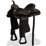 Vidaxl Western Saddle, Bridle and Bright Blast 17 Real Leather Black