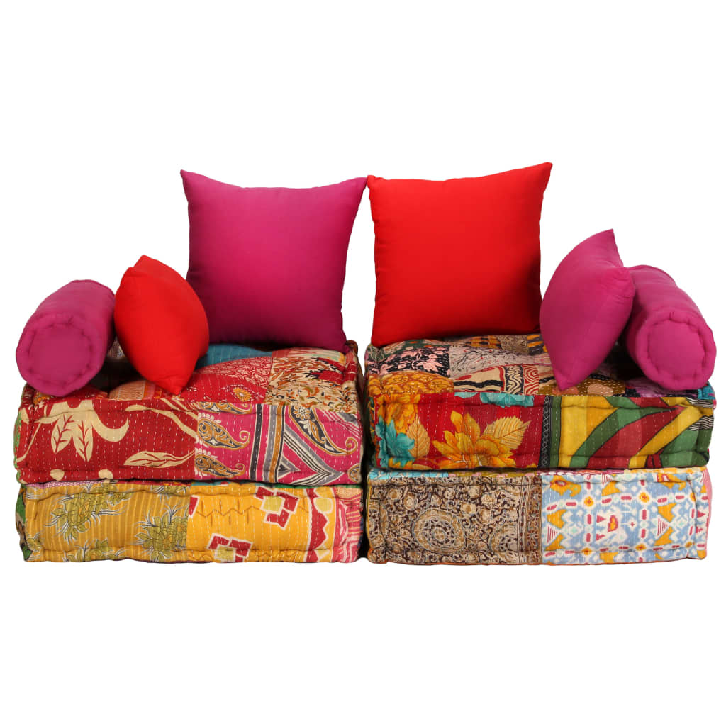 Vidaxl Pouf Pinzits Modular Fabric Patchwork