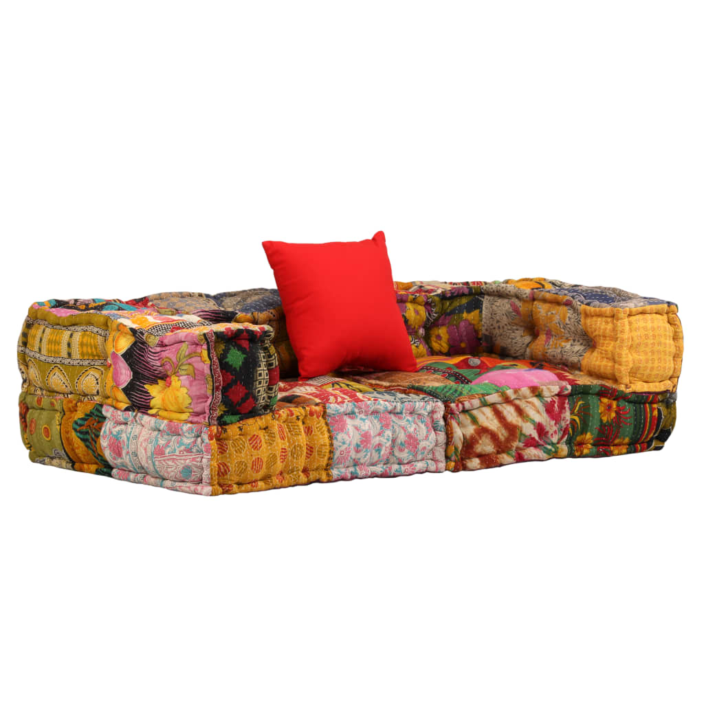 Vidaxl Pouf Tweezits modulært stof patchwork