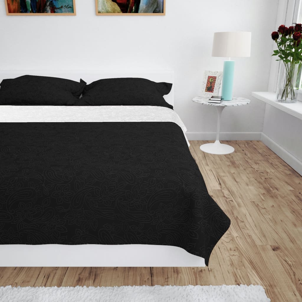 Vidaxl Bedspread Double -sided 170x210 cm Quilt Black and White