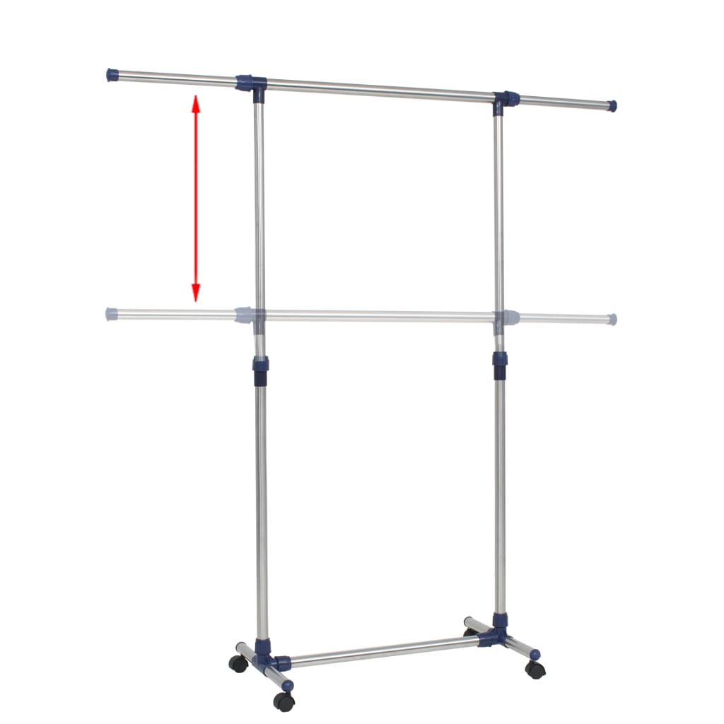 Vidaxx portant à vêtements réglable 165x44x150 cm acier inoxydable argent