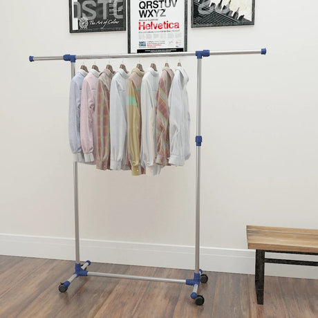 Rack de vêtements Vidaxl réglable 165x44x150 cm en acier inoxydable en acier