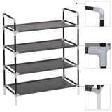 VidaXL shoe rack with 4 shelves of metal and uncovered fabric black