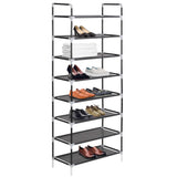 VidaXL shoe rack with 8 shelves of metal and uncovered fabric black