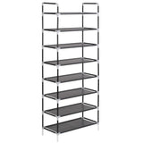 VidaXL shoe rack with 8 shelves of metal and uncovered fabric black