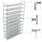 Vidaxl shoe rack with 10 shelves of metal and nonwoven fabric silver color